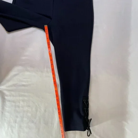 Rag & Bone Black Lace Up Ankle Pant Skinny Ponte Knit Back Zipper Size 10 - Picture 9 of 12